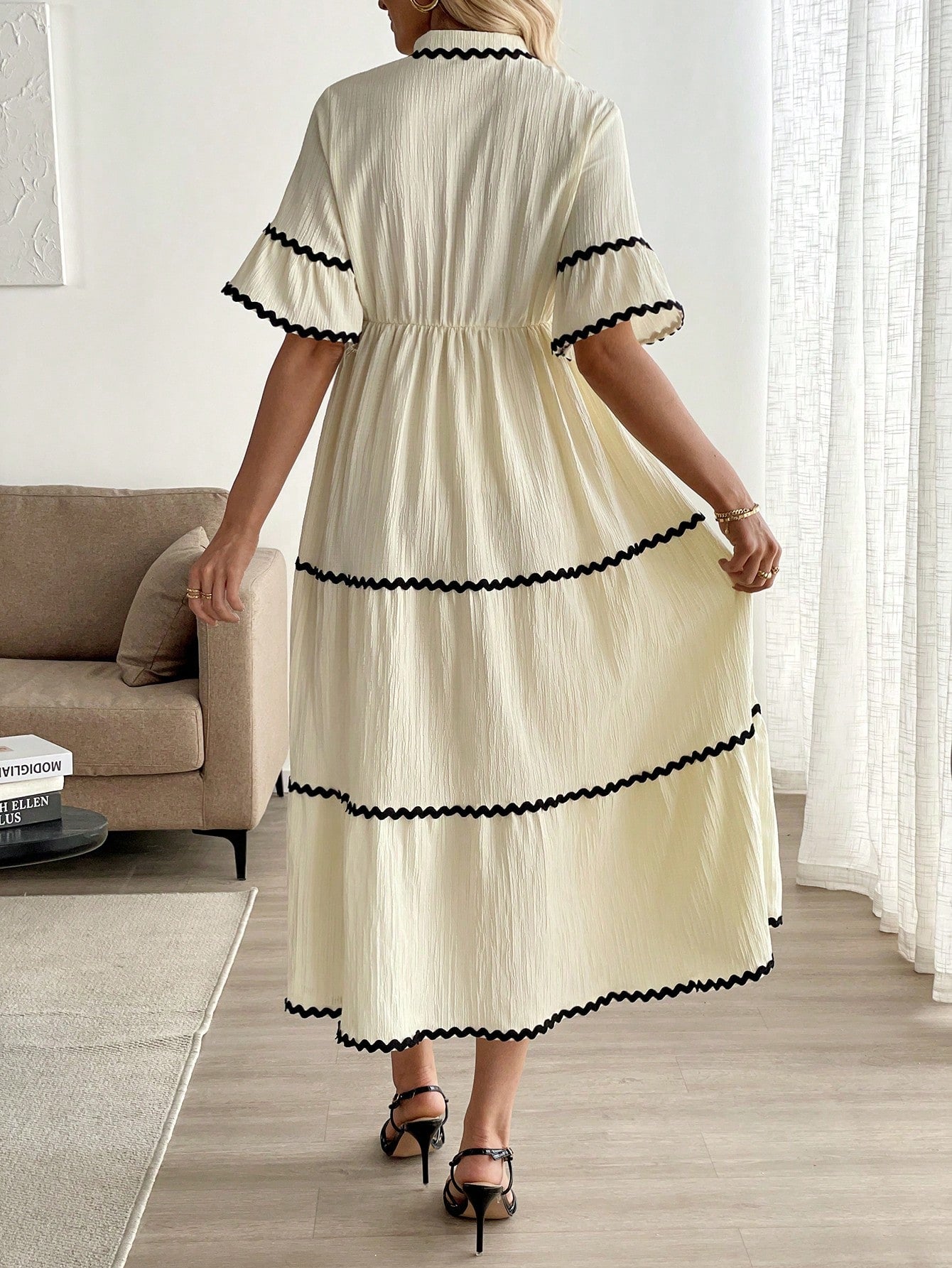  | SHEIN Calvaya Vacation Style 3D Wave Ruffle Trim Dress For Women | Dress | Shein | OneHub