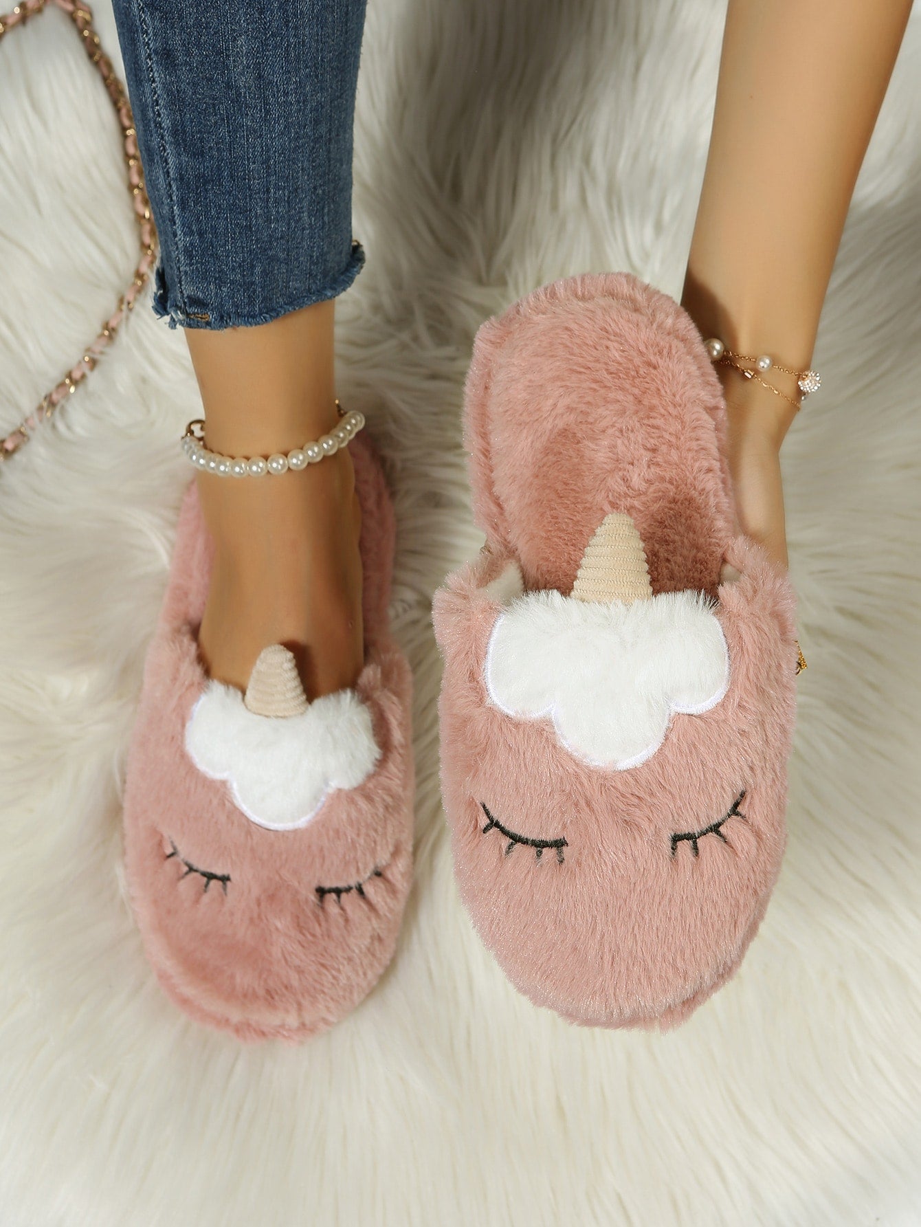  | SHEIN Cartoon Unicorn Design Fluffy Novelty Slippers | Slippers | Shein | OneHub