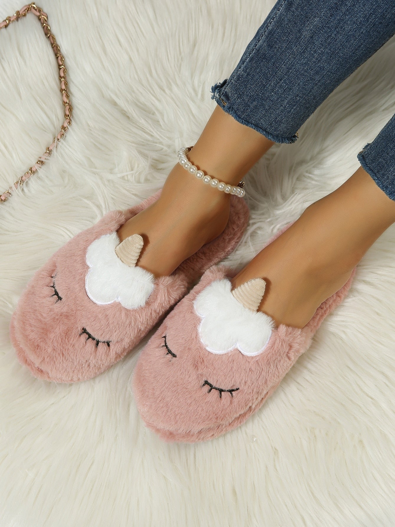  | SHEIN Cartoon Unicorn Design Fluffy Novelty Slippers | Slippers | Shein | OneHub