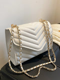  | SHEIN Chevron Detail Chain Square Bag, Minimalist Flap Shoulder Bag | Bags | Shein | OneHub