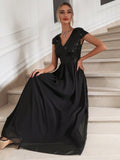 SHEIN Chiquease Contrast Sequin Chiffon Prom Dress Maxi Women Outfit