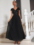 SHEIN Chiquease Contrast Sequin Chiffon Prom Dress Maxi Women Outfit