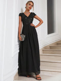 SHEIN Chiquease Contrast Sequin Chiffon Prom Dress Maxi Women Outfit
