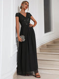 SHEIN Chiquease Contrast Sequin Chiffon Prom Dress Maxi Women Outfit