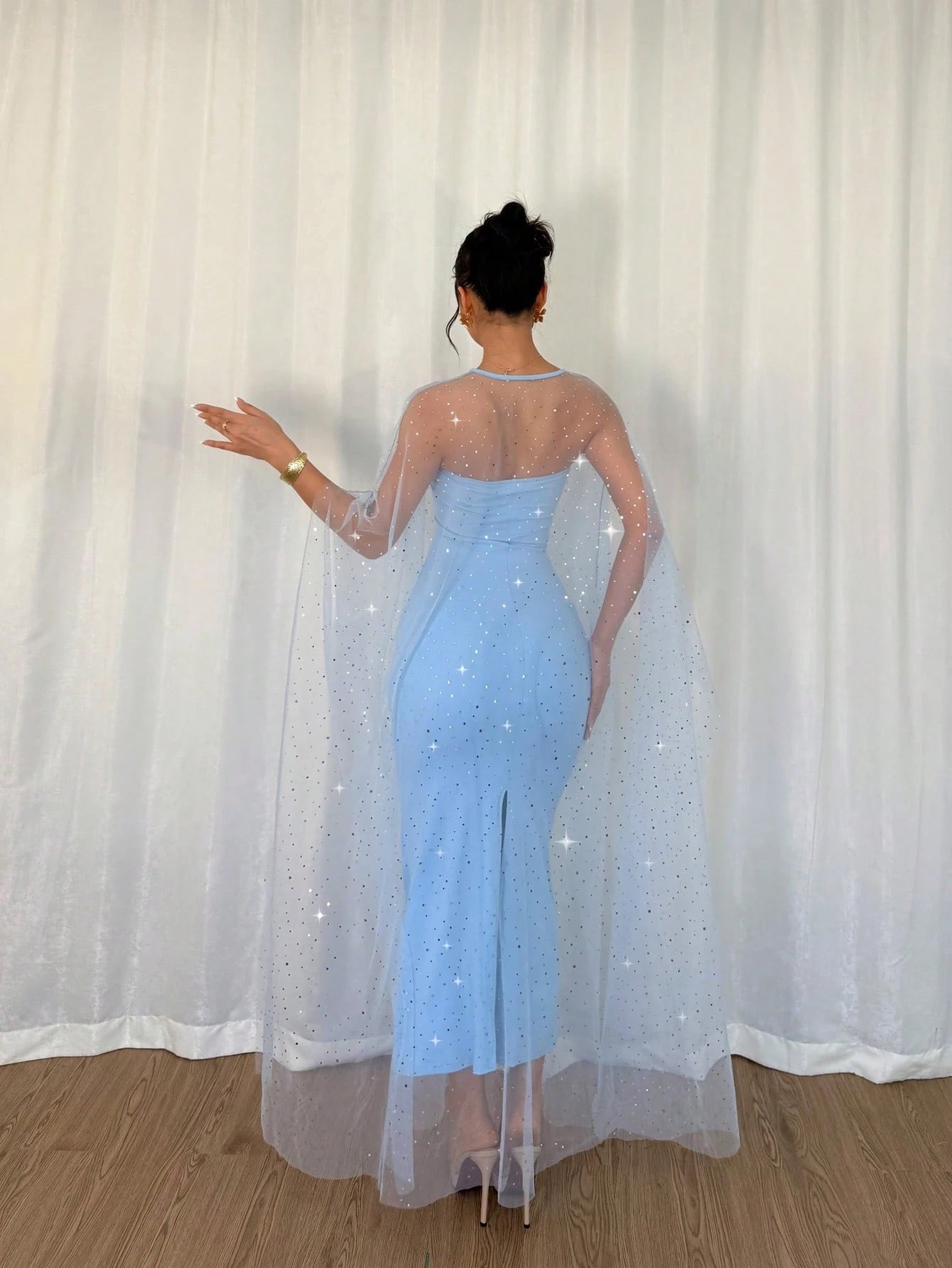  | SHEIN Chiquease Party Elegant Sparkling Rhinestone Glittering Mesh Shawl Slim Fit Women Two Pieces Set | Dress | Shein | OneHub