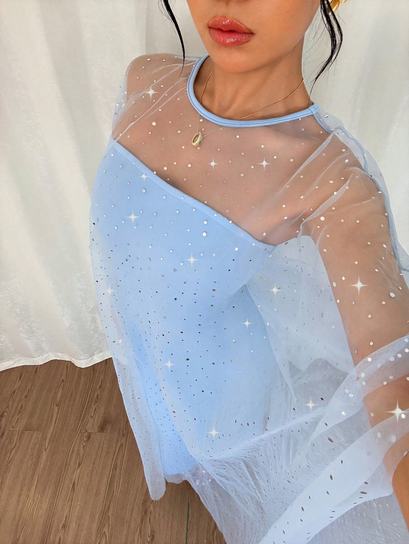  | SHEIN Chiquease Party Elegant Sparkling Rhinestone Glittering Mesh Shawl Slim Fit Women Two Pieces Set | Dress | Shein | OneHub