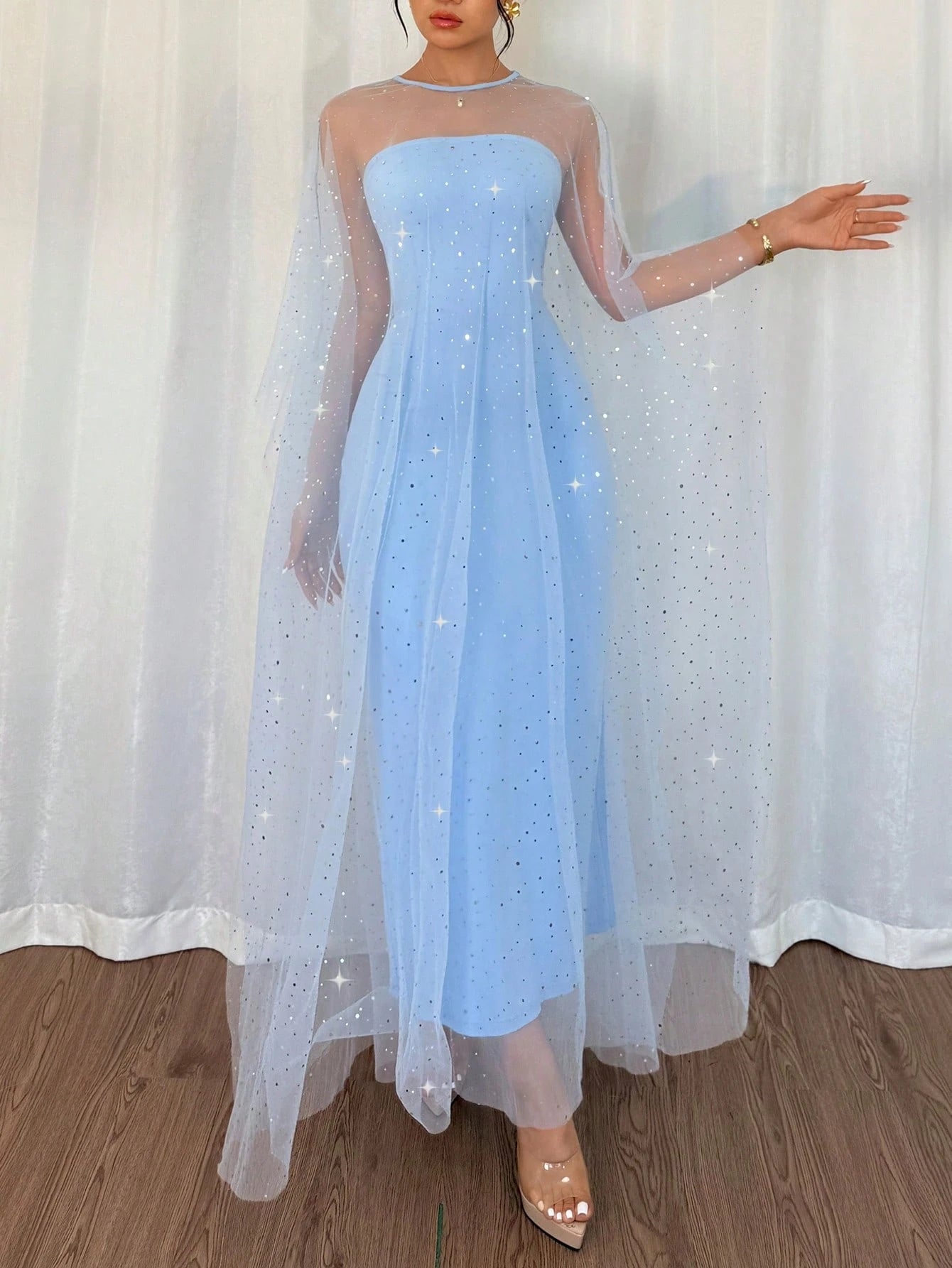  | SHEIN Chiquease Party Elegant Sparkling Rhinestone Glittering Mesh Shawl Slim Fit Women Two Pieces Set | Dress | Shein | OneHub