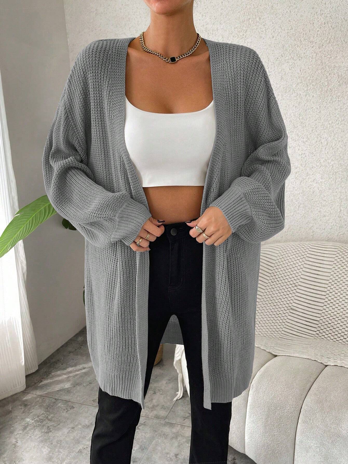  | SHEIN Chiquease Solid Color Casual Versatile Long Thin Knit Cardigan | Sweater | Shein | OneHub