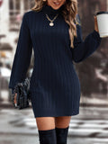 SHEIN Chiquease Turtleneck Drop Shoulder Sweater Dress Without Belt Fall Winter Cloth For Women