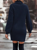 SHEIN Chiquease Turtleneck Drop Shoulder Sweater Dress Without Belt Fall Winter Cloth For Women