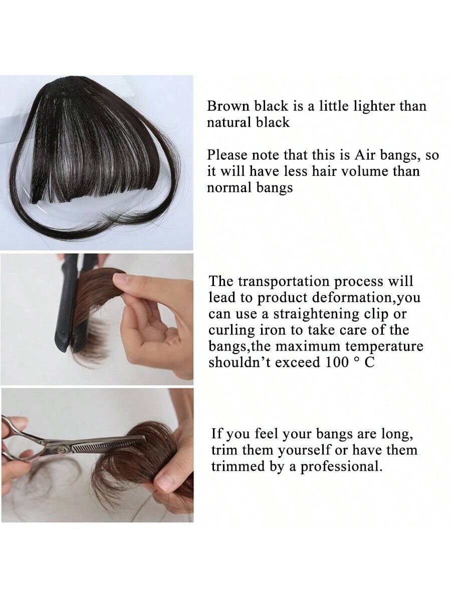  | SHEIN Clip In Bangs Front Neat Black Brown Bangs Hairpiece Synthetic Fake Wig Piece Bangs Hairpiece Clip In Hair Extensions For Women Heat Resistant | Hair Accessories | Shein | OneHub