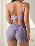  | SHEIN Contrast Color Lace Patchwork Hollow Out Pearl Chain Strap Romper Pajamas | Night Dress | Shein | OneHub