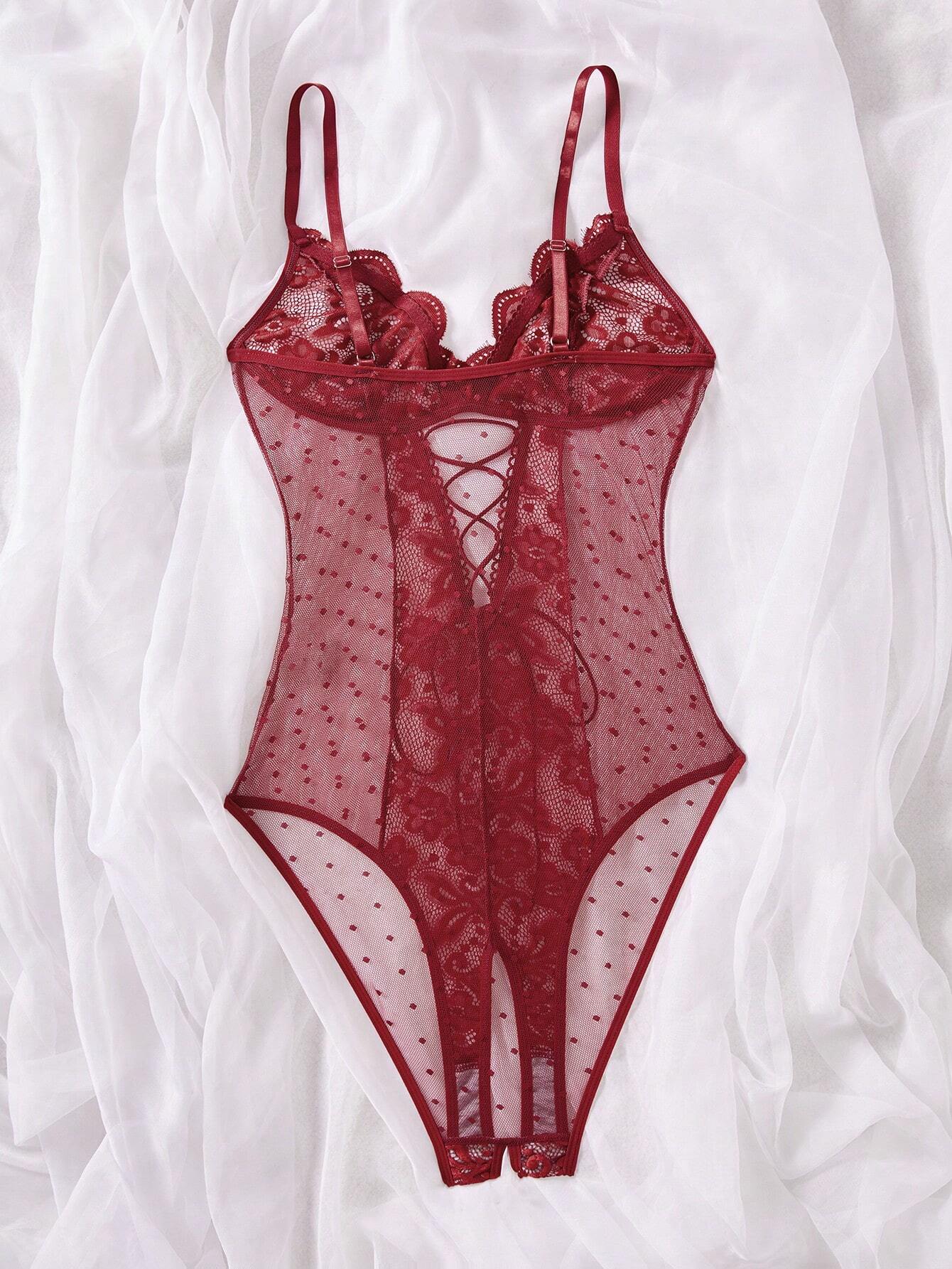  | SHEIN Contrast Lace Mesh Women's Sexy Bodysuit Lingerie, 1pc | Bodysuit | Shein | OneHub