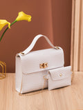  | SHEIN Crocodile Embossed Twist Lock Square Bag With Small Pouch | Bags | Shein | OneHub