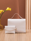  | SHEIN Crocodile Embossed Twist Lock Square Bag With Small Pouch | Bags | Shein | OneHub