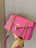  | SHEIN Crocodile Pattern Flap Small Square Bag Metal Trim Fashion Shoulder Bag | Bags | Shein | OneHub