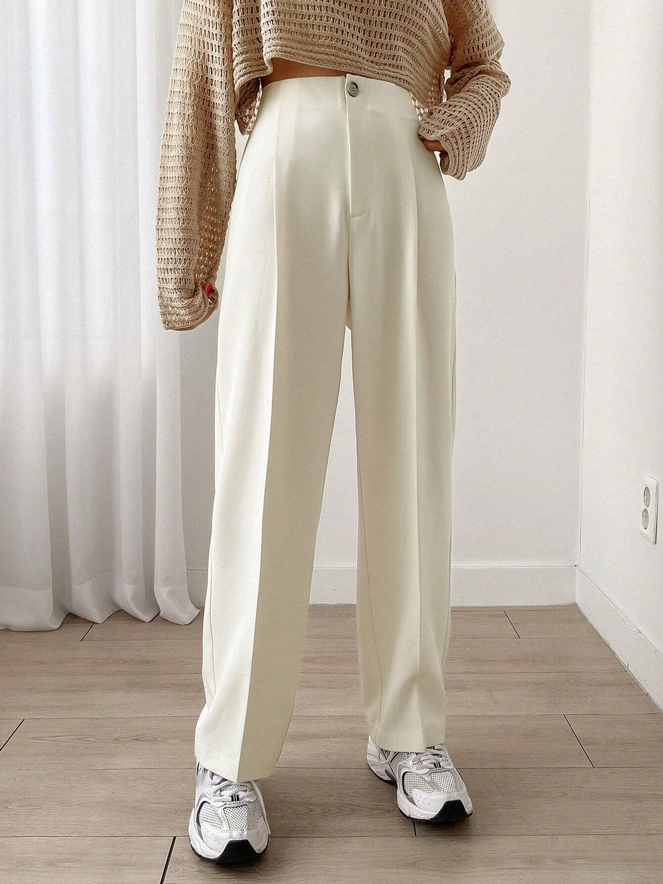  | SHEIN DAZY 1pc Women Casual Solid Color Straight Leg Zipper Stretch Pants,Women Dress Pants | Pants | Shein | OneHub