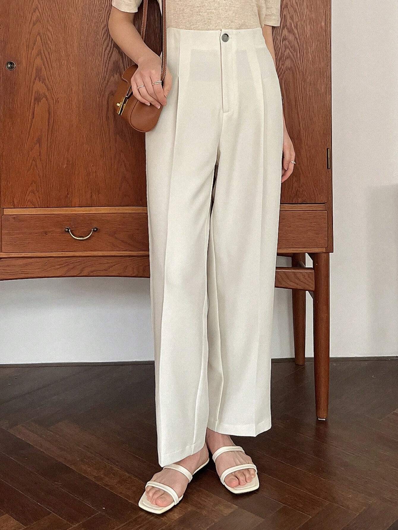  | SHEIN DAZY 1pc Women Casual Solid Color Straight Leg Zipper Stretch Pants,Women Dress Pants | Pants | Shein | OneHub