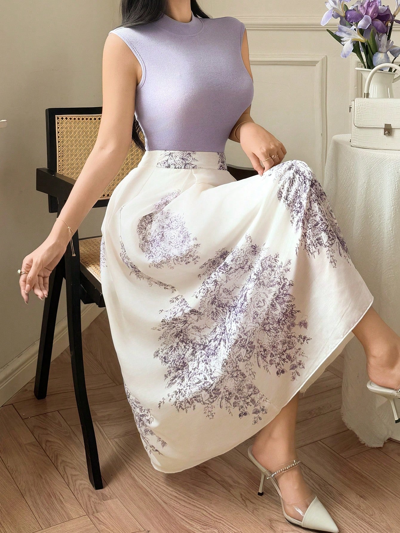  | SHEIN DAZY 2pcs Solid Color Knit Top And Printed Skirt Suit Set | Top and Pant Set | Shein | OneHub