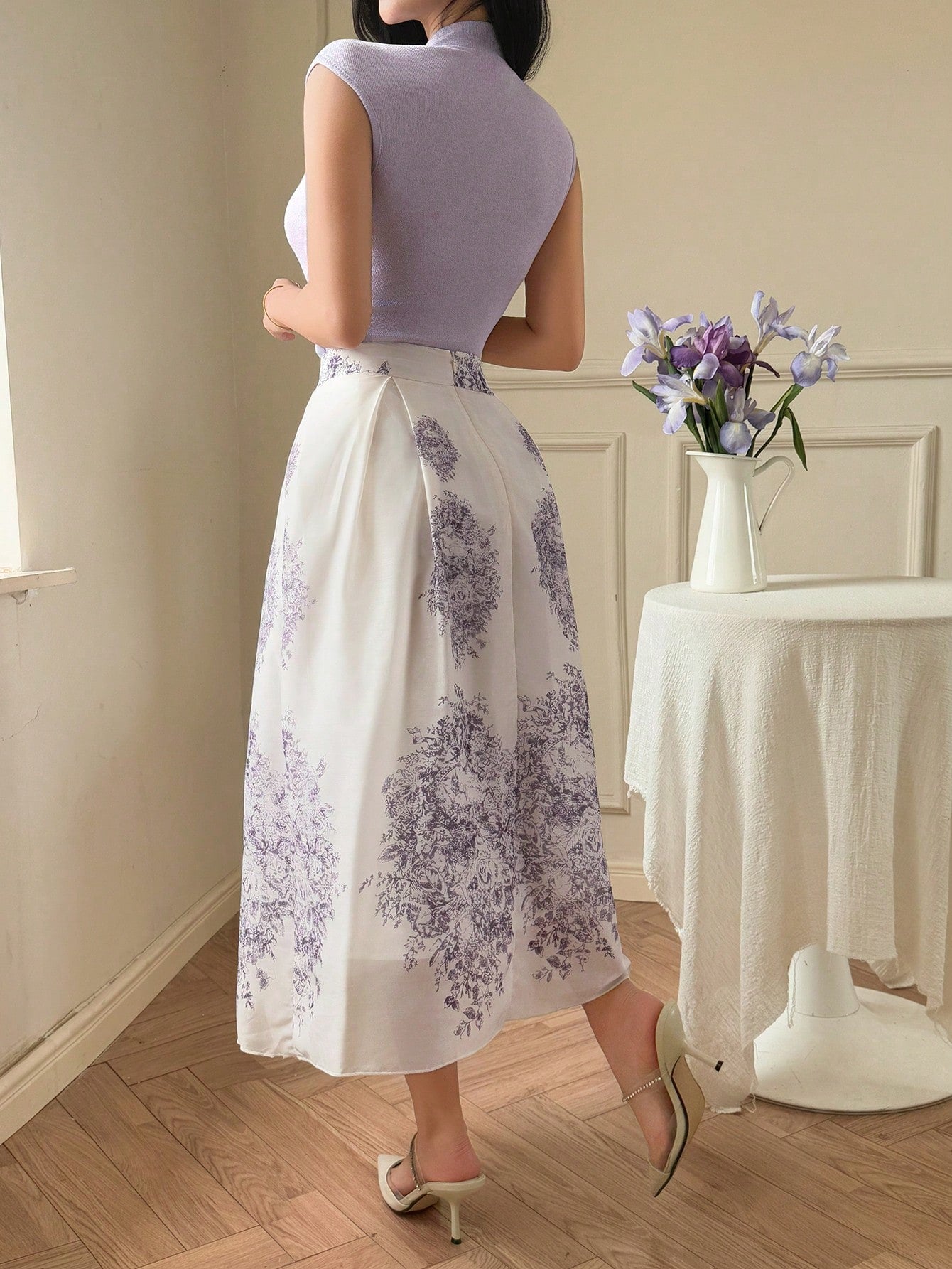  | SHEIN DAZY 2pcs Solid Color Knit Top And Printed Skirt Suit Set | Top and Pant Set | Shein | OneHub