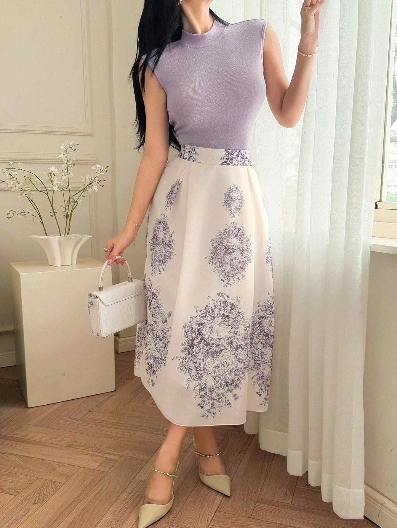  | SHEIN DAZY 2pcs Solid Color Knit Top And Printed Skirt Suit Set | Top and Pant Set | Shein | OneHub