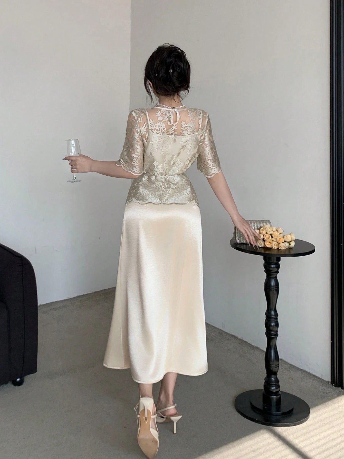  | SHEIN DAZY 2pcs Women Lace Shirt & Slip Dress Set | Dress | Shein | OneHub