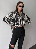  | SHEIN DAZY Brush Print Drop Shoulder Shirt | Blouse | Shein | OneHub