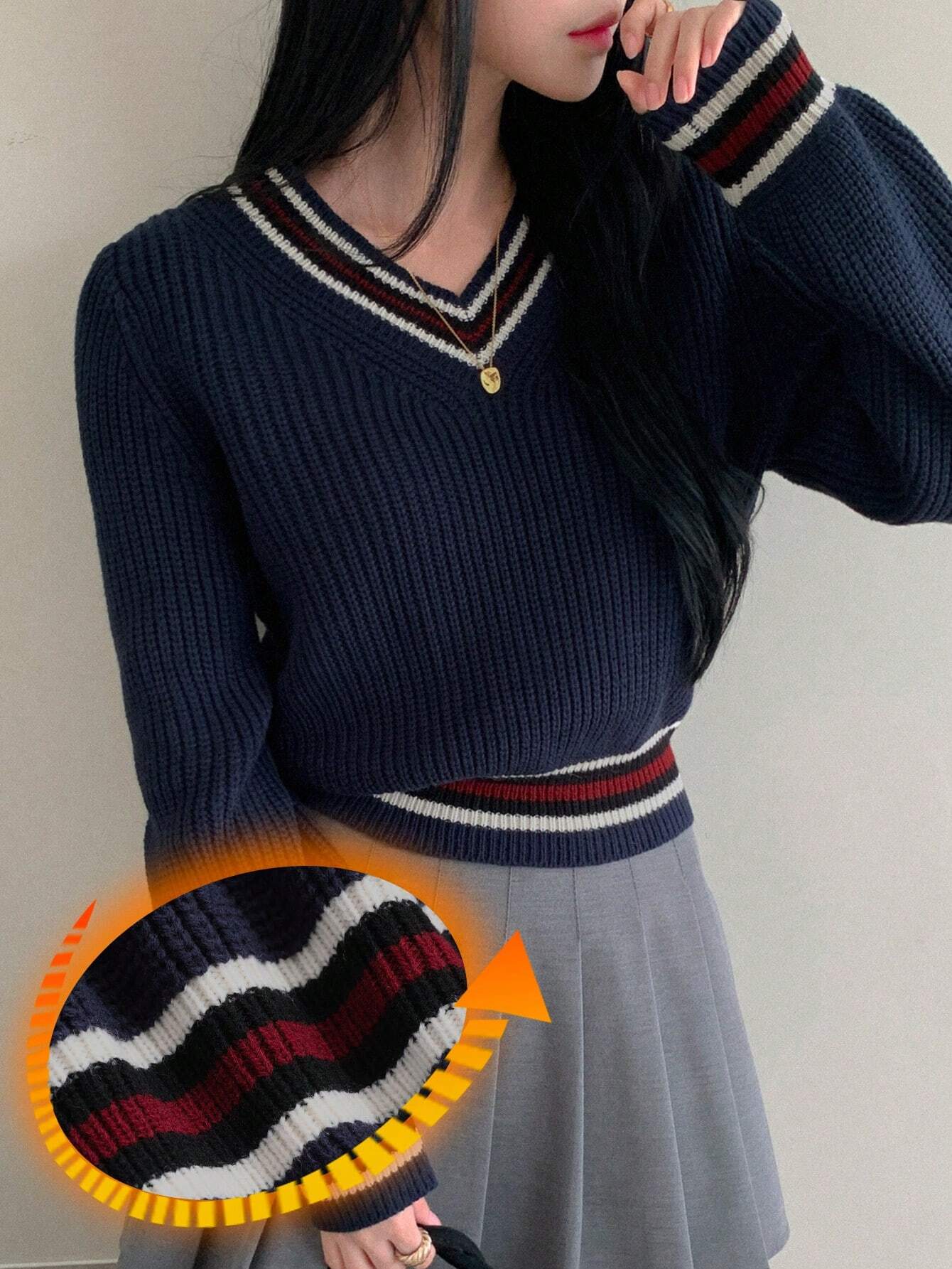  | SHEIN DAZY Casual Color Block V-Neck Sweater For Women | Sweater | Shein | OneHub