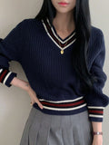  | SHEIN DAZY Casual Color Block V-Neck Sweater For Women | Sweater | Shein | OneHub