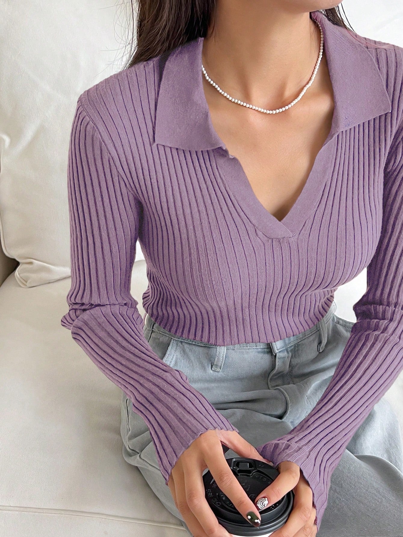  | SHEIN DAZY Casual Simple Solid Color Ribbed Knit Sweater,Fall Clothes | Sweater | Shein | OneHub