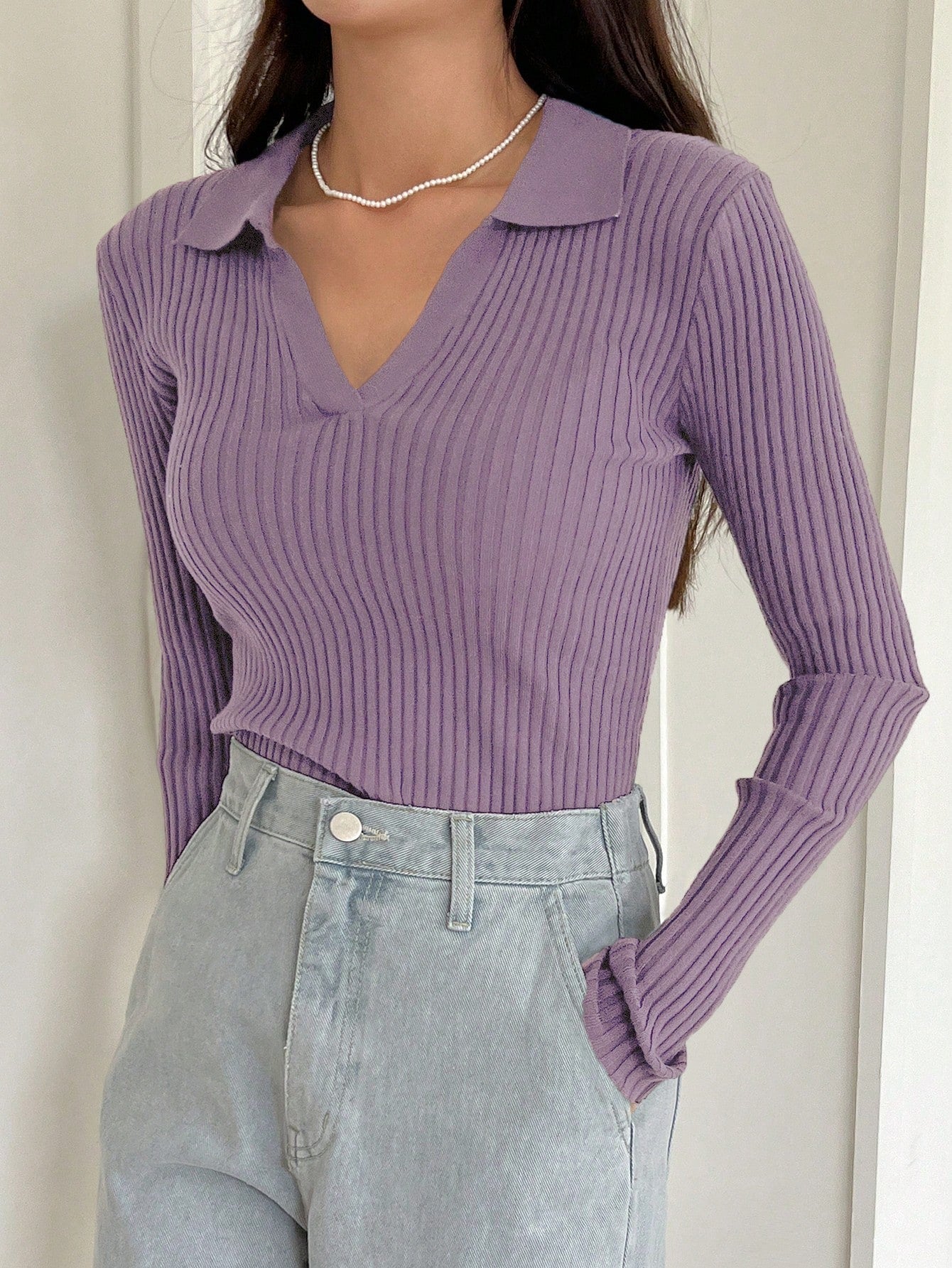  | SHEIN DAZY Casual Simple Solid Color Ribbed Knit Sweater,Fall Clothes | Sweater | Shein | OneHub