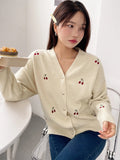  | SHEIN DAZY Cherry Embroidery Drop Shoulder Cardigan,Long Sleeve Tops | Sweater | Shein | OneHub