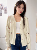  | SHEIN DAZY Cherry Embroidery Drop Shoulder Cardigan,Long Sleeve Tops | Sweater | Shein | OneHub