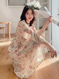  | SHEIN DAZY Chiffon Bohemian Floral Print V-Neck Dress With Buttons, Long Sleeve, High Waisted And Floor-Length | Dress | Shein | OneHub
