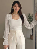  | SHEIN DAZY Contrast Lace Flounce Sleeve Sweetheart Neck Top | Sweater | Shein | OneHub
