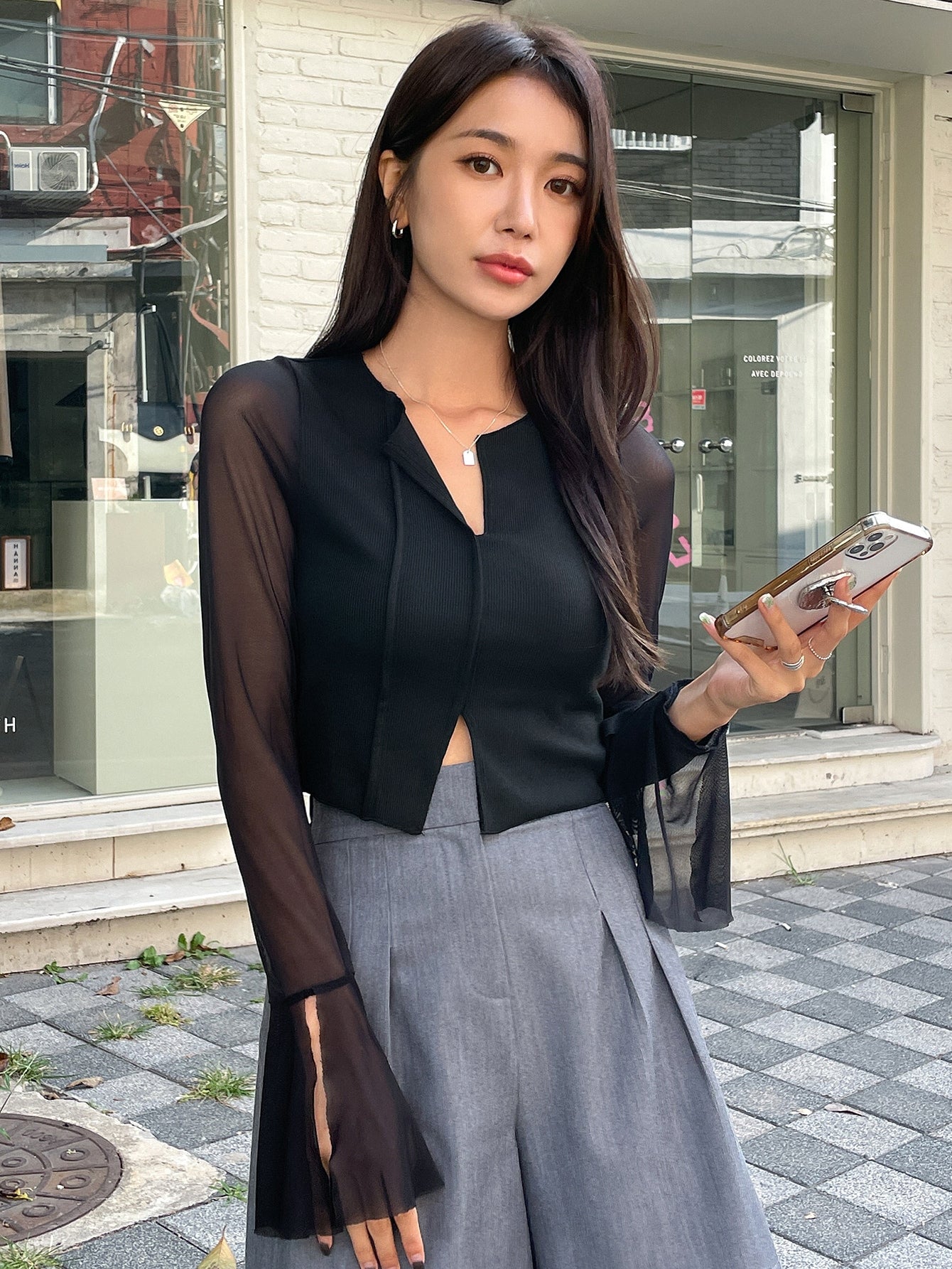  | SHEIN DAZY Contrast Mesh Split Hem Tee | T-shirt | Shein | OneHub