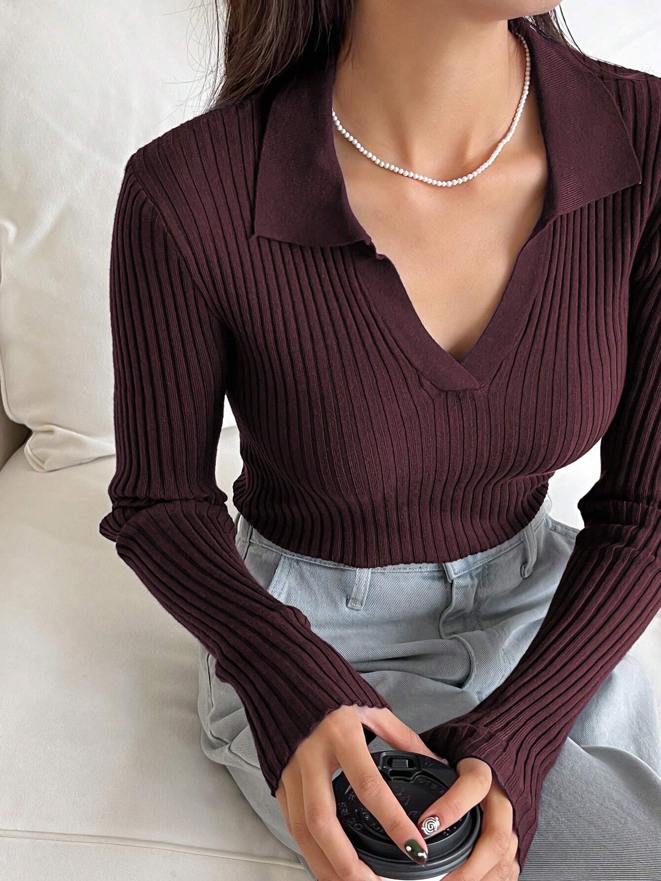  | SHEIN DAZY Fall/Winter Solid Color Casual Business Style Turtleneck Fitted Sweater,Long Sleeve Tops | Sweater | Shein | OneHub