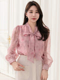  | SHEIN DAZY Floral Print Collar Bow Tie Decorated Long Sleeve Shirt | Blouse | Shein | OneHub
