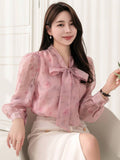  | SHEIN DAZY Floral Print Collar Bow Tie Decorated Long Sleeve Shirt | Blouse | Shein | OneHub