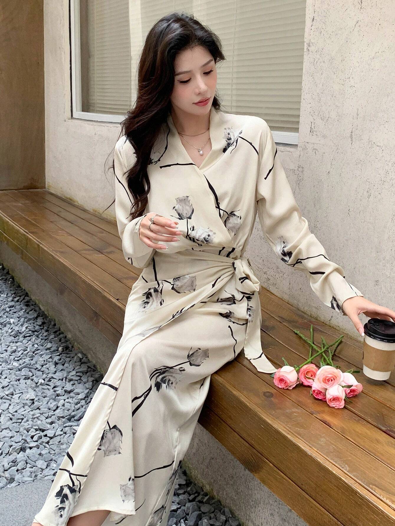  | SHEIN DAZY Floral Print Knot Side Wrap Dress | Dress | Shein | OneHub