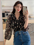  | SHEIN DAZY Floral Print Lantern Sleeve Wrap Detail Blouse | Shirt | Shein | OneHub