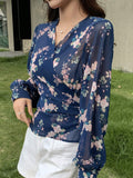  | SHEIN DAZY Floral Print Surplice Neck Lantern Sleeve Blouse | Top | Shein | OneHub
