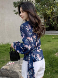  | SHEIN DAZY Floral Print Surplice Neck Lantern Sleeve Blouse | Top | Shein | OneHub