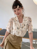  | SHEIN DAZY Floral Print Turn-Down Collar Loose Short Sleeve Women's Shirt | Shirt | Shein | OneHub