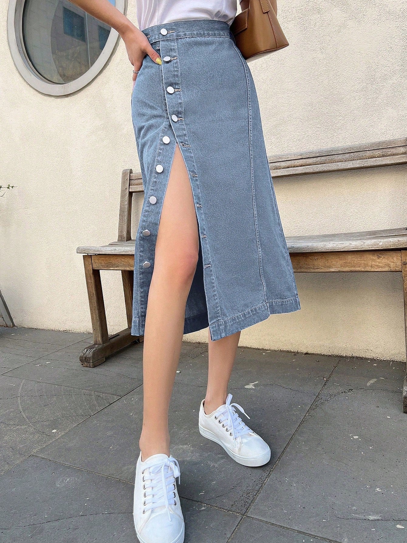  | SHEIN DAZY High Waist Button Front Denim Skirt | Skirt | Shein | OneHub