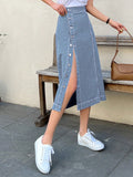 SHEIN DAZY High Waist Button Front Denim Skirt