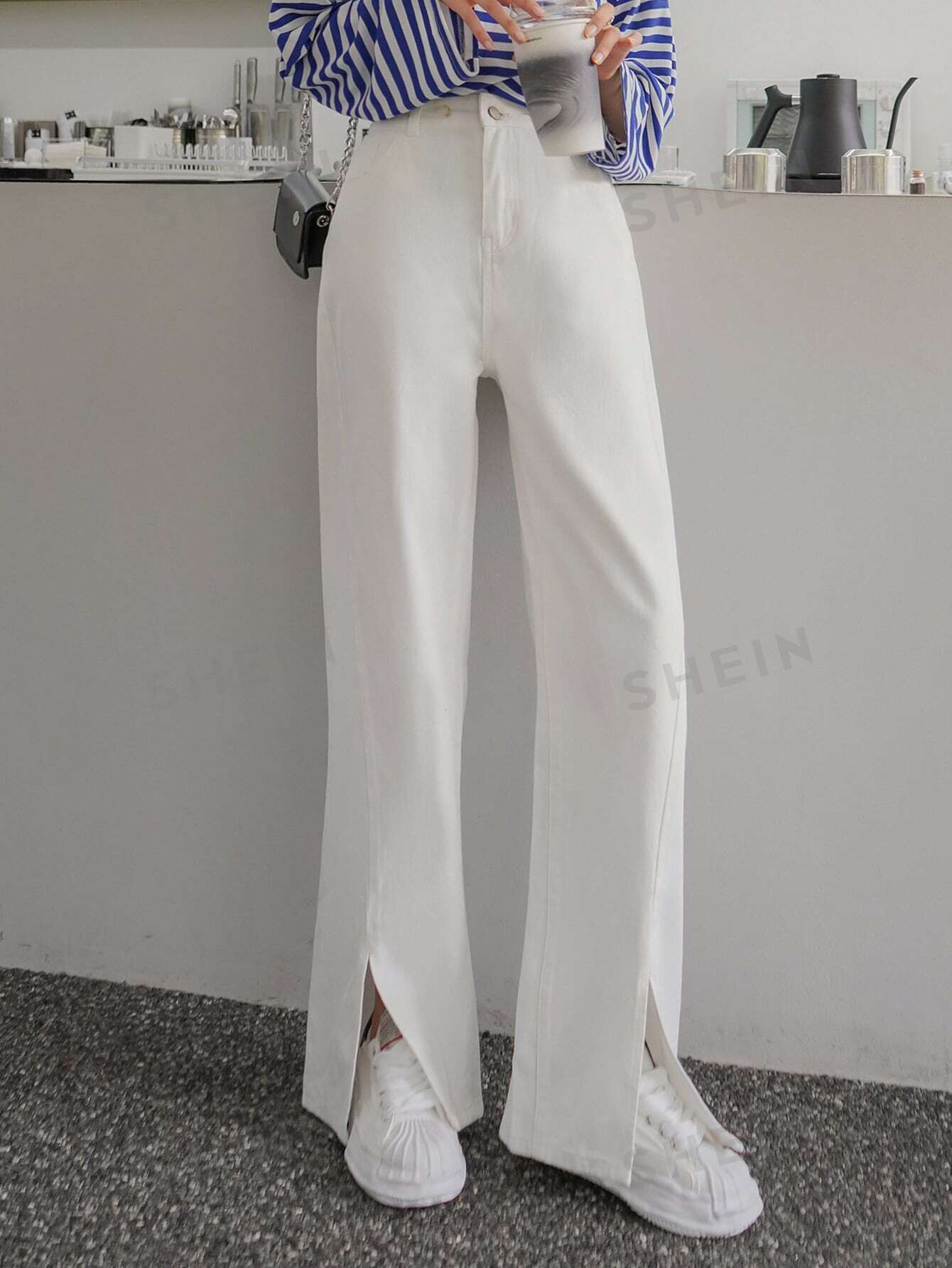  | SHEIN DAZY High Waist Slit Hem Wide Leg Jeans | Pants | Shein | OneHub