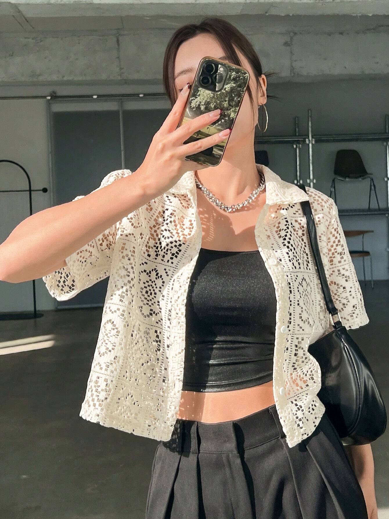  | DAZY Hollow Out Button Front Top Without Tube Top | Dress | Shein | OneHub