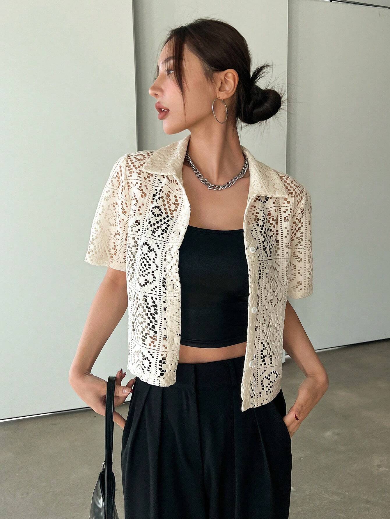  | DAZY Hollow Out Button Front Top Without Tube Top | Dress | Shein | OneHub