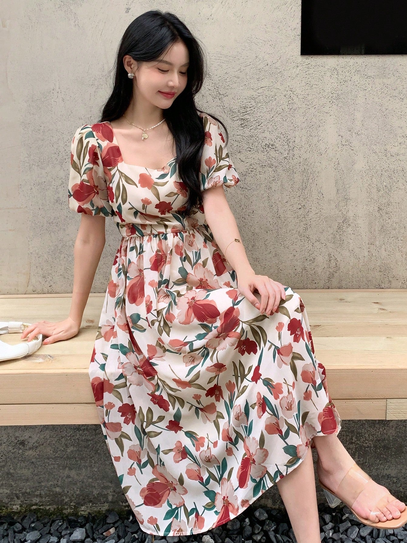  | SHEIN DAZY Kpop Floral Print Puff Sleeve Dress | Dress | Shein | OneHub